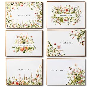 SPIRITDUST Floral Thank You Cards White 52-Piece-0