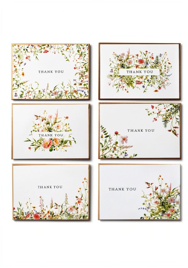 SPIRITDUST Floral Thank You Cards White 52-Piece-0