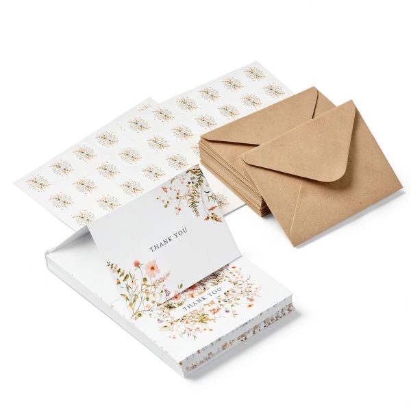 SPIRITDUST Floral Thank You Cards White 52-Piece-2