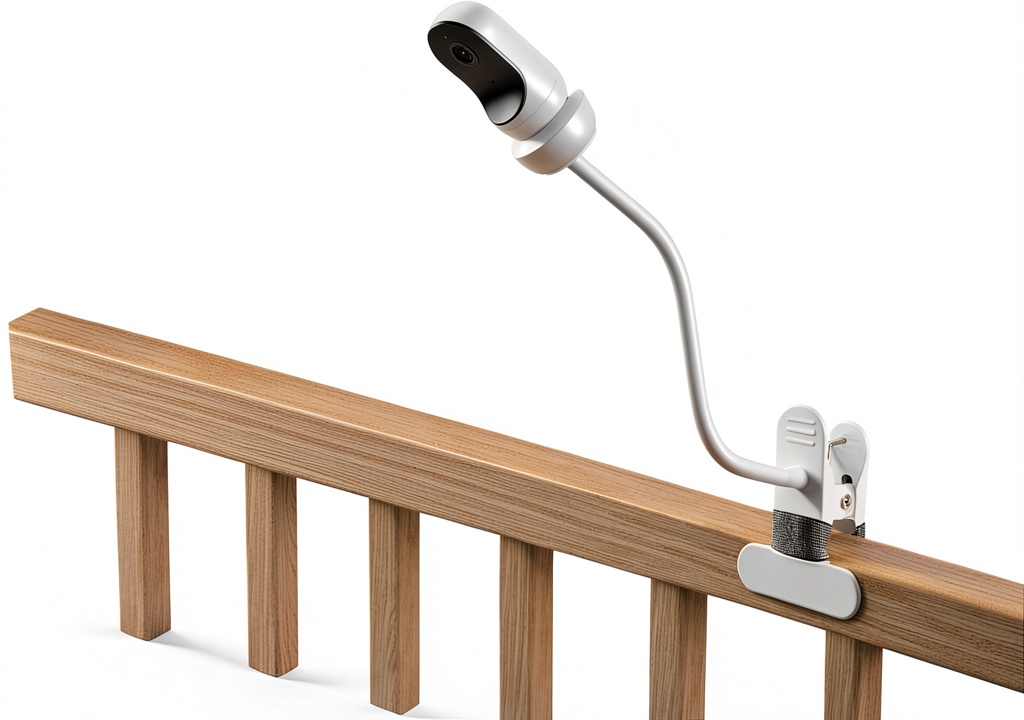 Installing Baby Monitor Camera Mount AOZTSUN Adjustable Clamp on a wooden desk